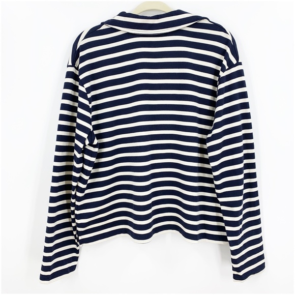 Boden Notch Collar Top Navy/Ivory - Picture 4 of 11